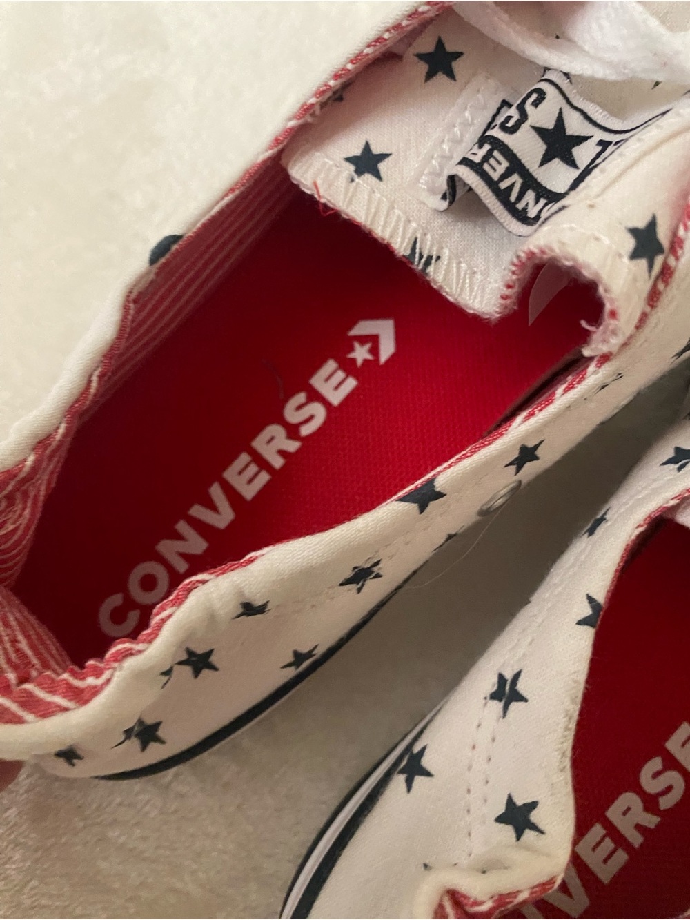 NEW Converse All Star White Shoreline Sneakers with Navy Star Print - Picture 7 of 10